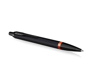 Skrive- & Tegneverktøy - Parker IM Vibrant Rings Ballpoint Pen | Satin Black Lacquer with Flame Orange Accents | Medium Point with Blue Ink Refill | Gift Box - 2172946