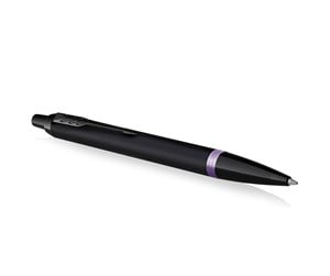 Skrive- & Tegneverktøy - Parker IM Vibrant Rings Ballpoint Pen | Satin Black Lacquer with Amethyst Purple Accents | Medium Point with Blue Ink Refill | Gift Box - 2172951