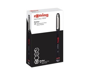 Skrive- & Tegneverktøy - Rotring Rollerball Pen | Needle Point (0.5 mm) Rollerpoint for Precise Writing | Black Ink | 12 Count - 2146103