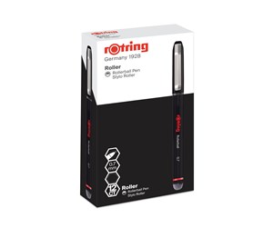 Skrive- & Tegneverktøy - Rotring Rollerball Pen | Fine Point (0.7 mm) for Clear Writing | Black Ink | 12 Count - 2146104