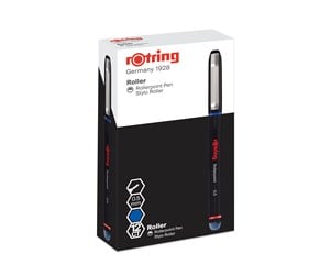 Skrive- & Tegneverktøy - Rotring Rollerball Pen | Needle Point (0.5 mm) Rollerpoint for Precise Writing | Blue Ink | 12 Count - 2146105