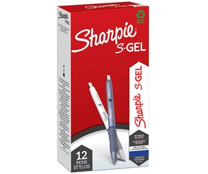 Skrive- & Tegneverktøy - Sharpie S-Gel | Gel Pens | Medium Point (0.7mm) | Frost Blue & White Pearl Barrels | Blue Ink | 12 Count - 2162641