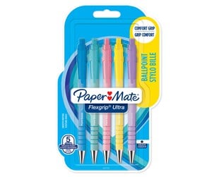 Skrive- & Tegneverktøy - Paper Mate Flexgrip Ultra Pastel Ballpoint Pens | Medium Point (1.0mm) | Black Ink | Pastel Barrels | 5 Count - 2152934