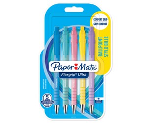 Skrive- & Tegneverktøy - Paper Mate Flexgrip Ultra Pastel Ballpoint Pens | Medium Point (1.0mm) | Blue Ink | Pastel Barrels | 5 Count - 2162277