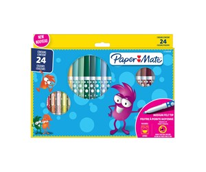 Tape & Lim - Paper Mate Children's Felt Tip Colouring Pens | Washable | Assorted Colours | 24 Fibre Tip Markers - 2166508