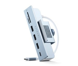 USB-hub - Satechi USB-C Clamp Hub for the 24" iMac (2021) - Blue USB-hub - USB 3.0 - 4 porter - Grå - ST-UCICHB