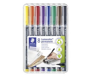 Skrive- & Tegneverktøy - Staedtler Lumocolor 313 - marker - black red blue green yellow orange brown violet (pack of 8) - 313 WP8