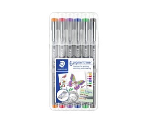 Skrive- & Tegneverktøy - Staedtler pigment liner 308 - fineliner - red blue green orange brown purple (pack of 6) - 30805-SSB6