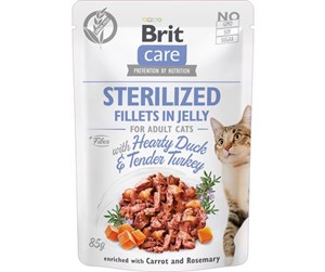 Katt - Brit Care Cat Sterilized - Hearty Duck & Tender Turkey in Jelly 85g - BK8200085