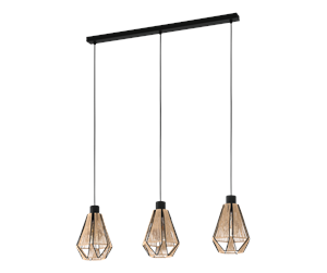 Lamper - EGLO ADWICKLE long table pendant black/natural - 43777