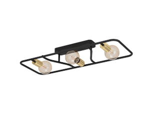 Lamper - EGLO MESSINARO ceiling lamp black/brushed brass - 900367