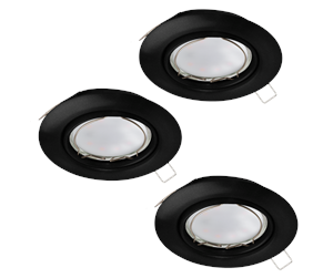 Lamper - EGLO PENETO recessed spotlight Ø78 mm LED 4.6W 3000K 3-pack black - 900752