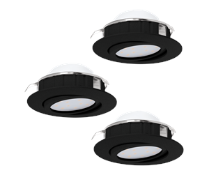 Lamper - EGLO PINEDA recessed spotlight Ø84 mm LED 5.5W 3000K dimmable 3-pack black - 900749