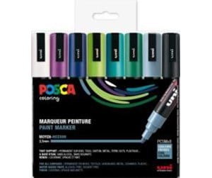 Hobbyartikler - POSCA  marker sæt PC-5M 8 ass. Cool colors - 401643