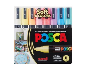 Hobbyartikler - POSCA  marker sæt Soft Colors PC-5M 8 ass. - 401613