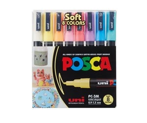 Hobbyartikler - POSCA  marker sæt Soft Colors PC-3M 8 ass. - 401612