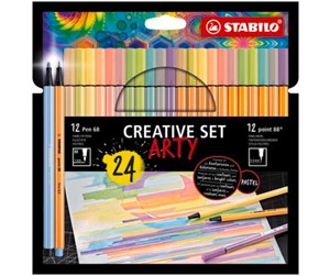 Hobbyartikler - STABILO  Pen 68/88 Arty cardboard box of 24 pens in 12 colors - 204087