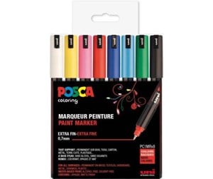 Hobbyartikler - POSCA  marker sæt PC-1MR 8 ass. std. colors - 401630