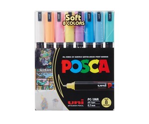 Hobbyartikler - POSCA  marker sæt Soft Colors PC-1MR 8 ass. - 401610