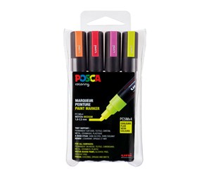 Hobbyartikler - POSCA  marker sæt PC-5M 4 ass. colors neon - 401623