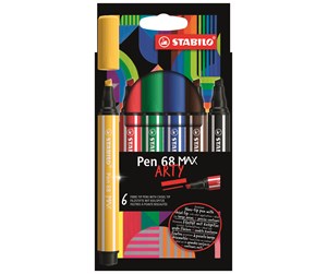 Hobbyartikler - STABILO Pen 68 Max Arty wallet of 6 pens - 204091