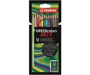 Hobbyartikler - STABILO ® Arty GREENcolors FSC®-certified colored pencil cardboard wallet of 12 pens - 208704