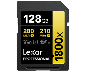 Minnekort - Lexar Professional Gold 1800x SD - 280MB/s - 128GB - LSD1800128G-BNNNG