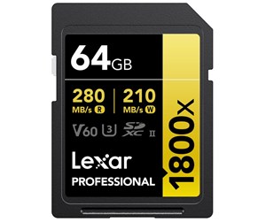 Minnekort - Lexar Professional Gold 1800x SD - 280MB/s - 64GB - LSD1800064G-BNNNG