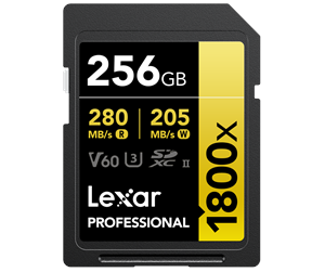 Minnekort - Lexar Professional Gold 1800x SD - 280MB/s - 256GB - LSD1800256G-BNNNG