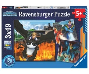 Puslespill - Ravensburger Dragons 3x49p - 10105688