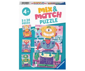 Puslespill - Ravensburger Mix & Match Cute Robots 3x24p - 10105598