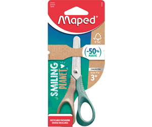 Skrivebordstilbehør - Maped Smiling Planet Scissor 12 cm. parts of FSC wood fibre - 472020