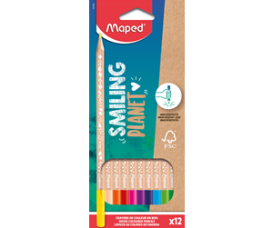 Skrive- & Tegneverktøy - Maped Smiling Planet Colour Pencils box of 12 colours FSC wood - 831800