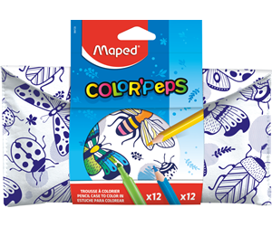 Skrive- & Tegneverktøy - Maped Pencil case to fill in. With 12 felttips and 12 colour pencils - 984729