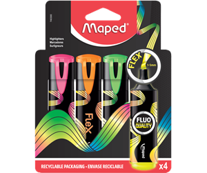 Skrive- & Tegneverktøy - Maped Fluopeps Flex highlighters set 4 ass. - 740300