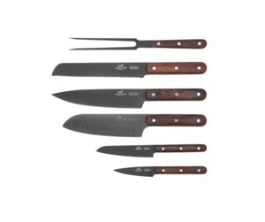 Kjøkkenredskaper - Lion Sabatier Knife set Phenix 6 pieces Black/Wood - 24311