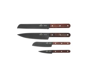 Kjøkkenredskaper - Lion Sabatier Knife set Phenix 4 pieces Black/Wood - 23889