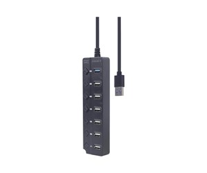 USB-hub - Gembird - hub - 7-port with switches black - 7 ports USB-hub - 7 porter - Svart - UHB-U3P1U2P6P-01