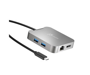 Dokkingstasjon - j5create 5-in-1 Multi-Port Adapter (with Ethernet and PD) - JCD391-N