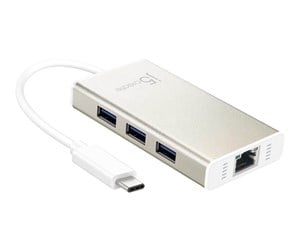 USB-hub - j5create 3-Port USB Hub (with Ethernet)i USB-hub - USB 3.0 - 3 porter - Sølv - JCH471-N