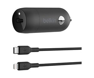 Mobil - Adaptere og ladere - Belkin BoostCharge 30W USB-C Car Charger + USB-C to Lightning cable - CCA004BT1MBK-B5