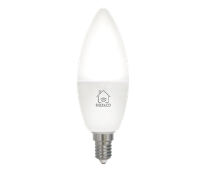 Smarthus - Deltaco LED lysepære, E14, 4.5W, 385lm, WiFi 2.4GHz, hvitt lys - SH-LE14CCTC