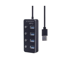 USB-hub - Gembird - hub - powered with switches black - 4 ports USB-hub - 4 porter - Svart - UHB-U3P4P-01