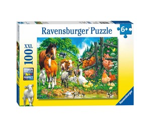 Puslespill - Ravensburger Puzzle Animal Meeting 100st. XXL Gulv - 106899