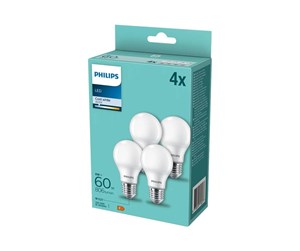 LED-lyspære - Philips LED-lyspære Standard A60 8W/840 (60W) Frosted 4-pack E27 - 929002306397