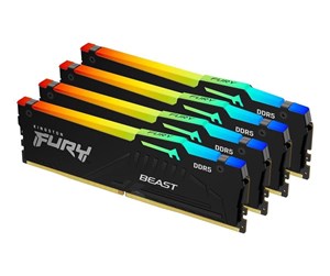 RAM - Kingston FURY Beast RGB DDR5-5200 - 64GB - CL40 - Quad Channel (4 pcs) - Intel XMP - Svart med RGB - KF552C40BBAK4-64