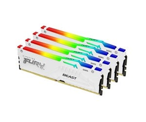 RAM - Kingston FURY Beast RGB DDR5-5200 - 64GB - CL40 - Quad Channel (4 pcs) - Intel XMP - Hvit med RGB - KF552C40BWAK4-64