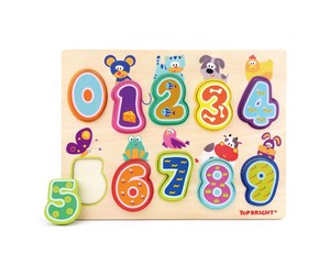 Puslespill - TOPBRIGHT Wooden Puzzle Animals and Numbers 10pcs. Tre - 120325