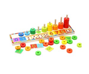 Brettspill & Puslespill - TOPBRIGHT Wooden Learning Game Counting Rings 56dlg. - 6540