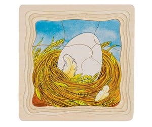 Puslespill - Goki Wooden Layer Puzzle - Kip Tre - 57521